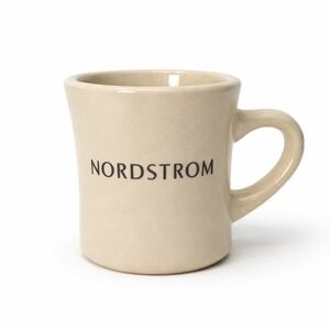 Nordstrom Stoneware Coffee Mug Minimalist Logo Cream 12oz